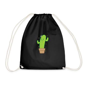 Cactus in Pot Plant Environment - Drawstring Bag - black - Front
