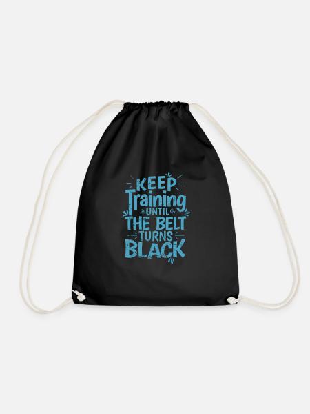 Karate, Keep Training until the Belt turns Black - Drawstring Bag - black
