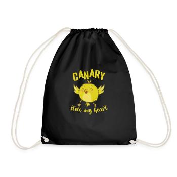Canary Stole my Heart Yellow cute Bird - Drawstring Bag - black - Front