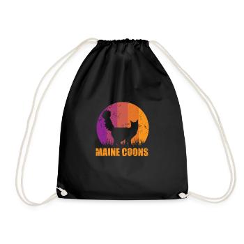 Maine Coons Cat Shadow - Drawstring Bag - black - Front