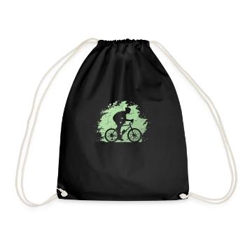 Riding a bike outdoors - Drawstring Bag - black - Front