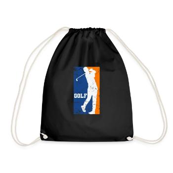 Golf Abschlag Eisen Trendsport Abschlag Golfball - Turnbeutel - Schwarz - Vorne
