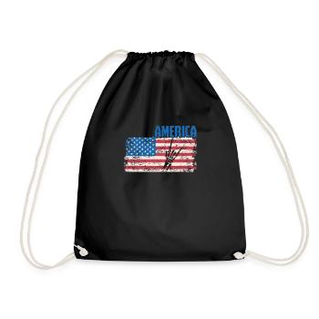 USA America Rock Musik - Turnbeutel - Schwarz - Vorne
