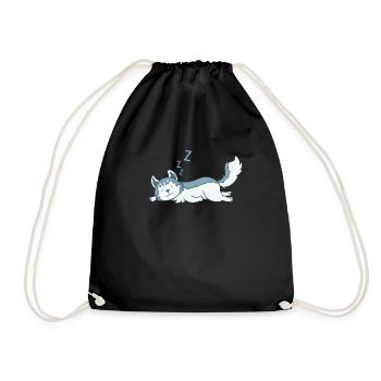Husky's lazy sled dog - Drawstring Bag - black - Front
