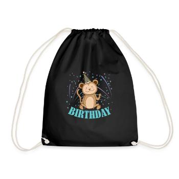 Birthday Monkey Child Children's Birthday - Drawstring Bag - black - Front