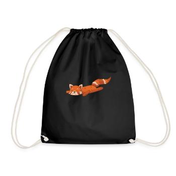 Red Panda Bear Cat Bamboo - Drawstring Bag - black - Front