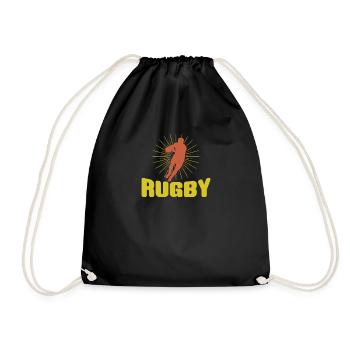 Rugby retro Style Football Sport - Drawstring Bag - black - Front
