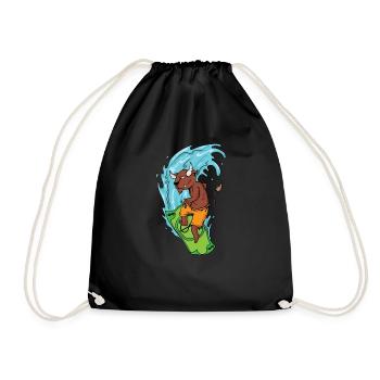 Bull surfing on a dollar bill - Drawstring Bag - black - Front