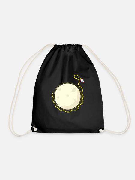 Rakete umkreist Mond - Turnbeutel - Schwarz