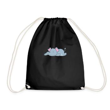 sleeping elephant - Drawstring Bag - black - Front