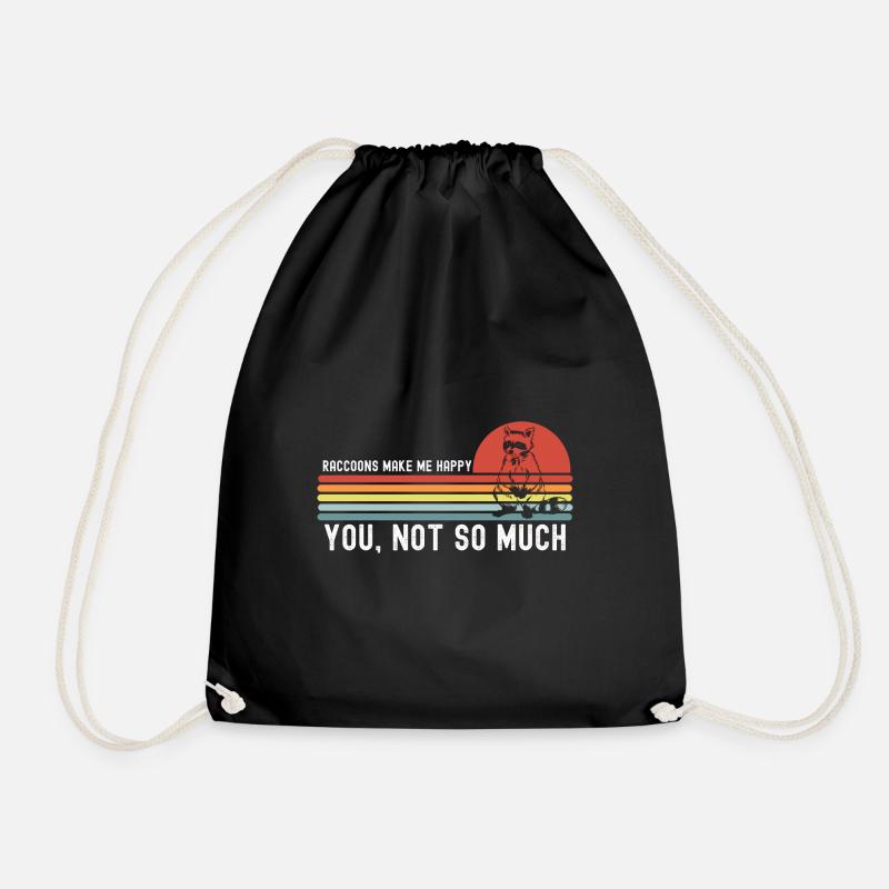raccoon - Drawstring Bag - black