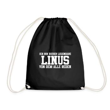 Linus Name Design - Turnbeutel - Schwarz - Vorne