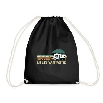 Motorhome RV Camping Life Is - Drawstring Bag - black - Front