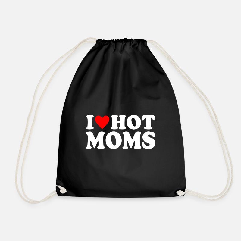 I Love Hot Moms - Drawstring Bag - black
