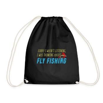 Nachdenken über Fliegenfischen Hobby Fischer - Turnbeutel - Schwarz - Vorne