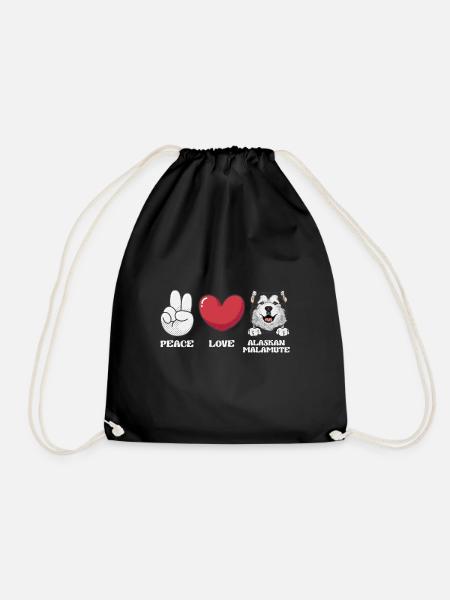 Alaskan Malamute Dog - Drawstring Bag - black