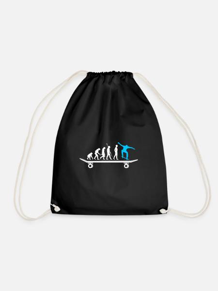 Skateboard Evolution Skateboarding Funny - Drawstring Bag - black