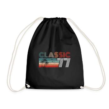 45 Year Old Birthday 2022 Classic 1977 45 Birthday - Drawstring Bag - black - Front