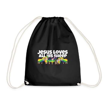 Jesus Loves All His Sheep LGBTQ Proud Ally Gay - Drawstring Bag - black - Front