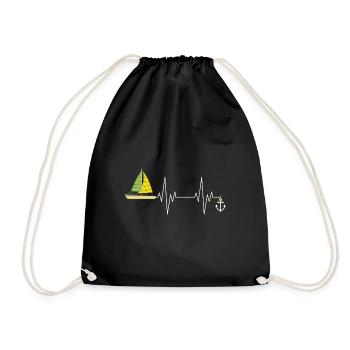 Sea Captain Gift Sail Boat Heartbeat Boat Sailing - Turnbeutel - Schwarz - Vorne