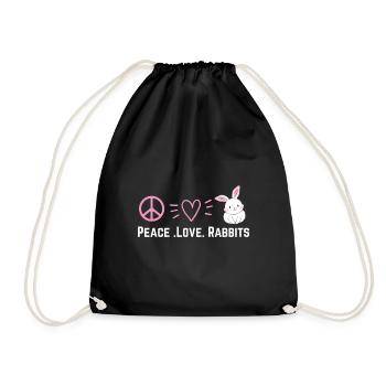 Peace Love Rabbits Friede Liebe Kaninchen - Turnbeutel - Schwarz - Vorne