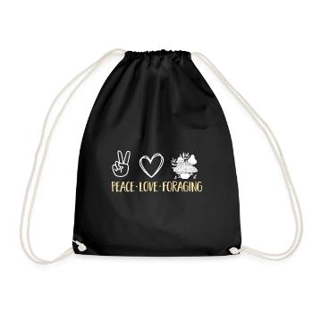 Mushroom hunting, mushrooms, morels, mushroom picking, foraging - Drawstring Bag - black - Front
