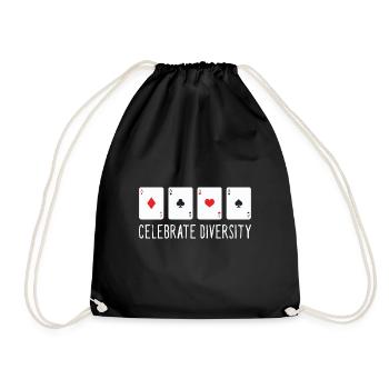 Celebrate Diversity Aces Spades Texas Hold'em Poke - Drawstring Bag - black - Front