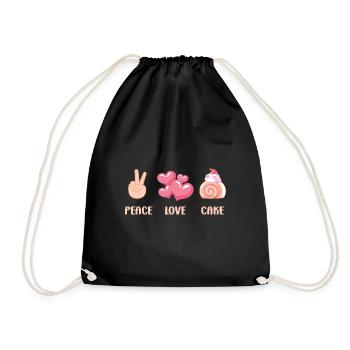Cake Baker peace Love Cake Gift Idea - Drawstring Bag - black - Front
