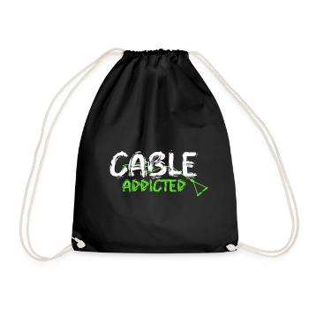 cable addicted wakeboard motiv Geschenk Boot Wake - Turnbeutel - Schwarz - Vorne