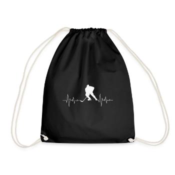 Hockey Heartbeat Ice Hockey Player Hockey Coach - Drawstring Bag - black - Front