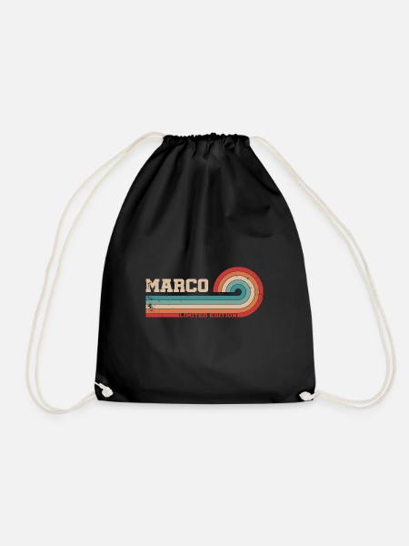 Marco Name I Retro First Name Cool - Drawstring Bag - black
