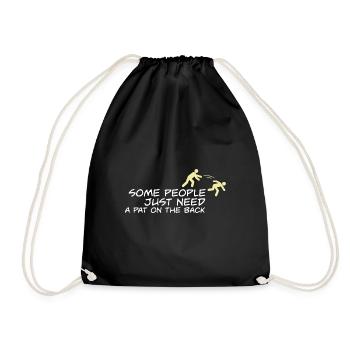 Some People Just Need A Pat On The Back Meme - Drawstring Bag - black - Front