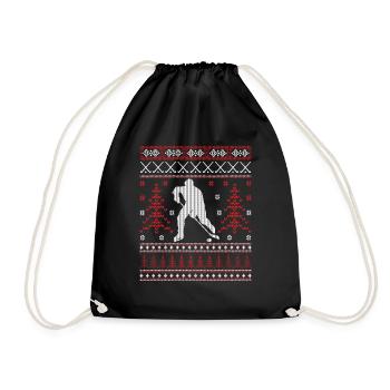 Eishockey - Ugly Christmas - Turnbeutel - Schwarz - Vorne