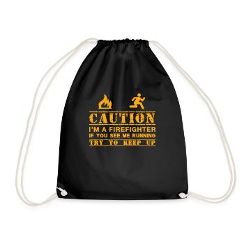 Funny Fireman Gift Idea - Drawstring Bag - black - Front