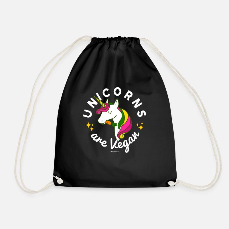 Unicorn TShirt - Unicorns are Vegan (Magic Green) - Drawstring Bag - black