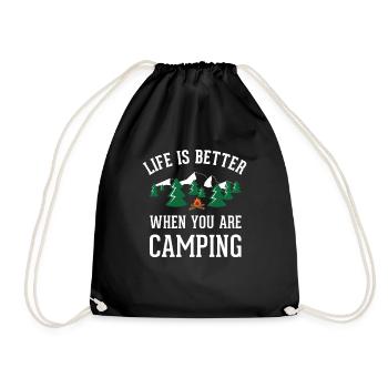 Camping Funny Gift Idea - Drawstring Bag - black - Front