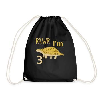 Pour trois garçons d'anniversaire pour les filles Ankylosaure - Sac de sport léger - noir - Devant