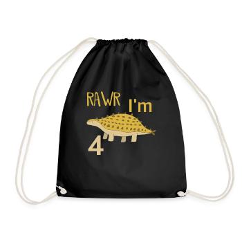 Pour 4 anniversaire pour les gars filles Ankylosaure - Sac de sport léger - noir - Devant