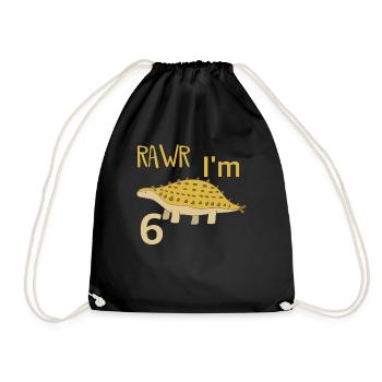 For the 6th birthday for boys Ankylosaurus - Drawstring Bag - black - Front