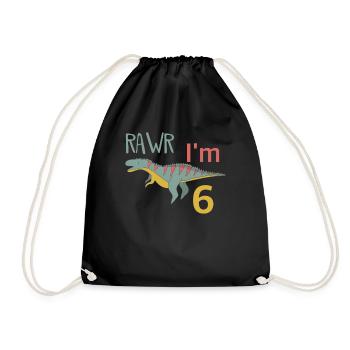 For the 6th birthday for boys Ceratosaurus - Drawstring Bag - black - Front