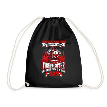 Firefighter Dad - EN - Drawstring Bag - black - Front