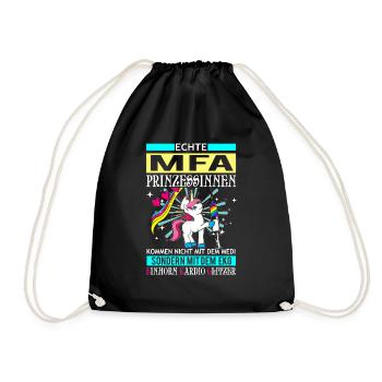 MFA Prinzessin - Einhorn Kardio Glitzer - Turnbeutel - Schwarz - Vorne