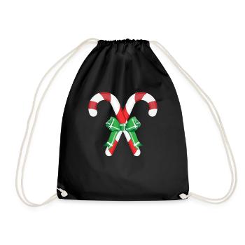 Christmas candy canes - Drawstring Bag - black - Front