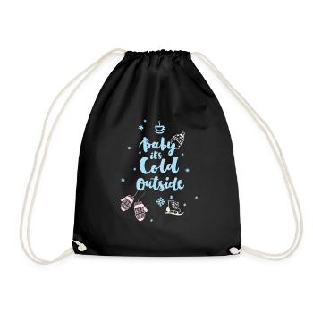 cold baby Spruch Winter Eis Schlittschuh Schnee - Turnbeutel - Schwarz - Vorne