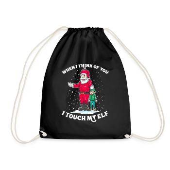 Santa I Touch My Elf Weihnachten Humor Geschenk - Turnbeutel - Schwarz - Vorne