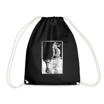 white horse and black pawn chess figures - Drawstring Bag - black - Front