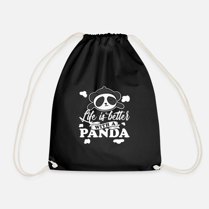 Das Leben ist besser mit einem Pandabär Geschenk - Turnbeutel - Schwarz