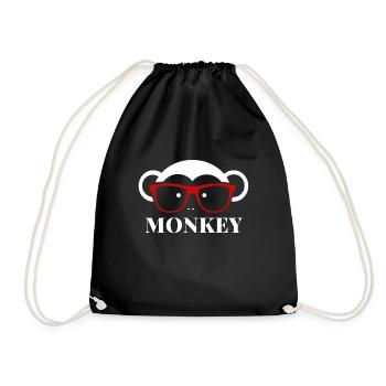Affe mit Hipster Brille Geschenk Mensch - Turnbeutel - Schwarz - Vorne