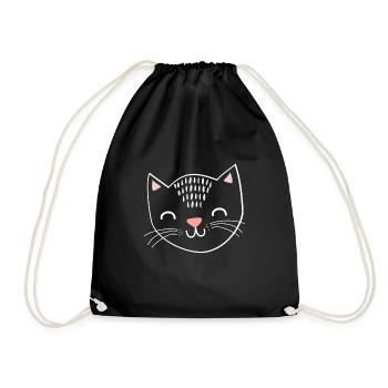 Cat cat gift gift idea animals paws - Drawstring Bag - black - Front