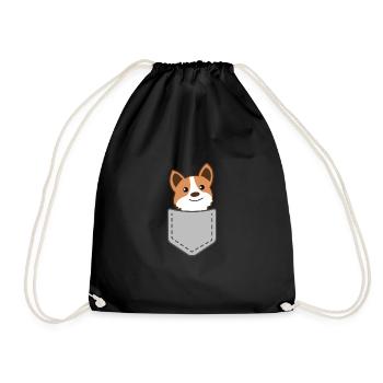 Chien chemise poche animal mignon fourrure animal de compagnie cadeau - Sac de sport léger - noir - Devant